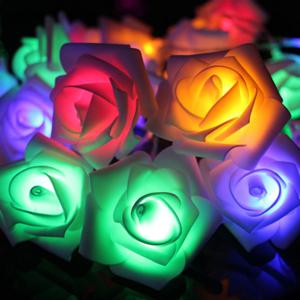1.5m 3m 6m 10m 장미꽃 LED 스트링 페어리 라이트 USB 배터리 전원 5V 레드 핑크 웜 블루 RGB 웨딩 크리스마스 파티 장식