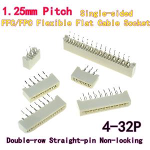10PCS 5PCS 1.25mm 피치 단면 FFC/FPC 플렉시블 플랫 케이블 소켓 이중열 직선핀 비잠금형 4P-32P 5/6P7P10P/20P