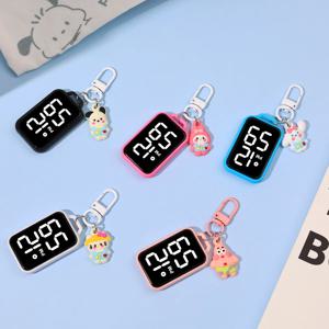 사각형 대형 LED 전자 시계 만화 펜던트 소형 걸이 시계 터치 디스플레이 디지털 펜던트 시계