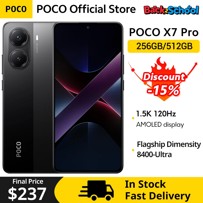 【브랜드+】POCO X7 Pro 스마트폰 디멘시티 8400-울트라 6000mAh 90W 하이퍼차지 6.67인치 AMOLED 디스플레이 NFC 샤오미 하이퍼OS 2