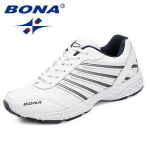 BONA 새로운 클래식 스타일 남성 캐주얼 신발 야외 패션 스니커즈 레이스 업 남성 플랫 분할 가죽 남성 로퍼