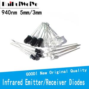 LED 적외선 이미터 및 IR 수신기 다이오드, 아두이노 301A F5 F3 용 301A, 25 쌍, 3mm, 5mm, 940nm, 50 개/로트