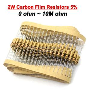 20PCS 2W 탄소 필름 저항기 5% 1R-10M 10R 47R 100R 220R 1K 10K 4K7 100K 560K 1M 3M3 옴 ibuw 링 저항 200K 15R