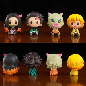 4 개/대 악마 슬레이어 Kamado Tanjirou Nezuko Agatsuma Zenitsu 액션 피규어 귀여운 애니메이션 모델 PVC 동상 Collectible Toys Gifts
