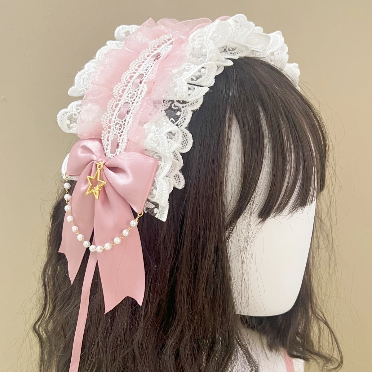 1Pcs 여성 귀여운 레이스 고딕 로리타 머리띠 머리 장식 애니메이션 메이드 코스프레 헤어 액세서리 모자를 쓰고 있죠 헤드 피스 헤어 클립
