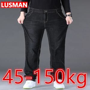 남성 청바지 바지 빅 사이즈 50 하이 스트레치 데님 원단 대형 바지 45-150kg 청바지 Hombre 와이드 레그 청바지 Pantalon Homme