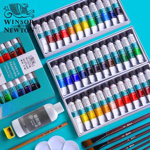 WINSOR & NEWTON 12/18/24 색상 전문 아크릴 페인트 세트 10ml 손으로 그린 ​​벽화 섬유 페인트 밝은 색상
