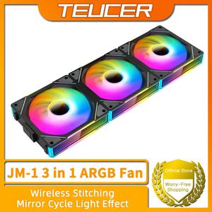 TEUCER JM-1 PC 냉각 팬 ARGB 미러 사이클 조명 효과 800-2000RPM PWM 수냉 360mm 쿨러 팬