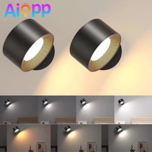 LED 벽 조명 실내 팩 2 개, 벽 램프 벽 조명, 2000mah 배터리, 4 밝기 레벨, 침대 옆 램프