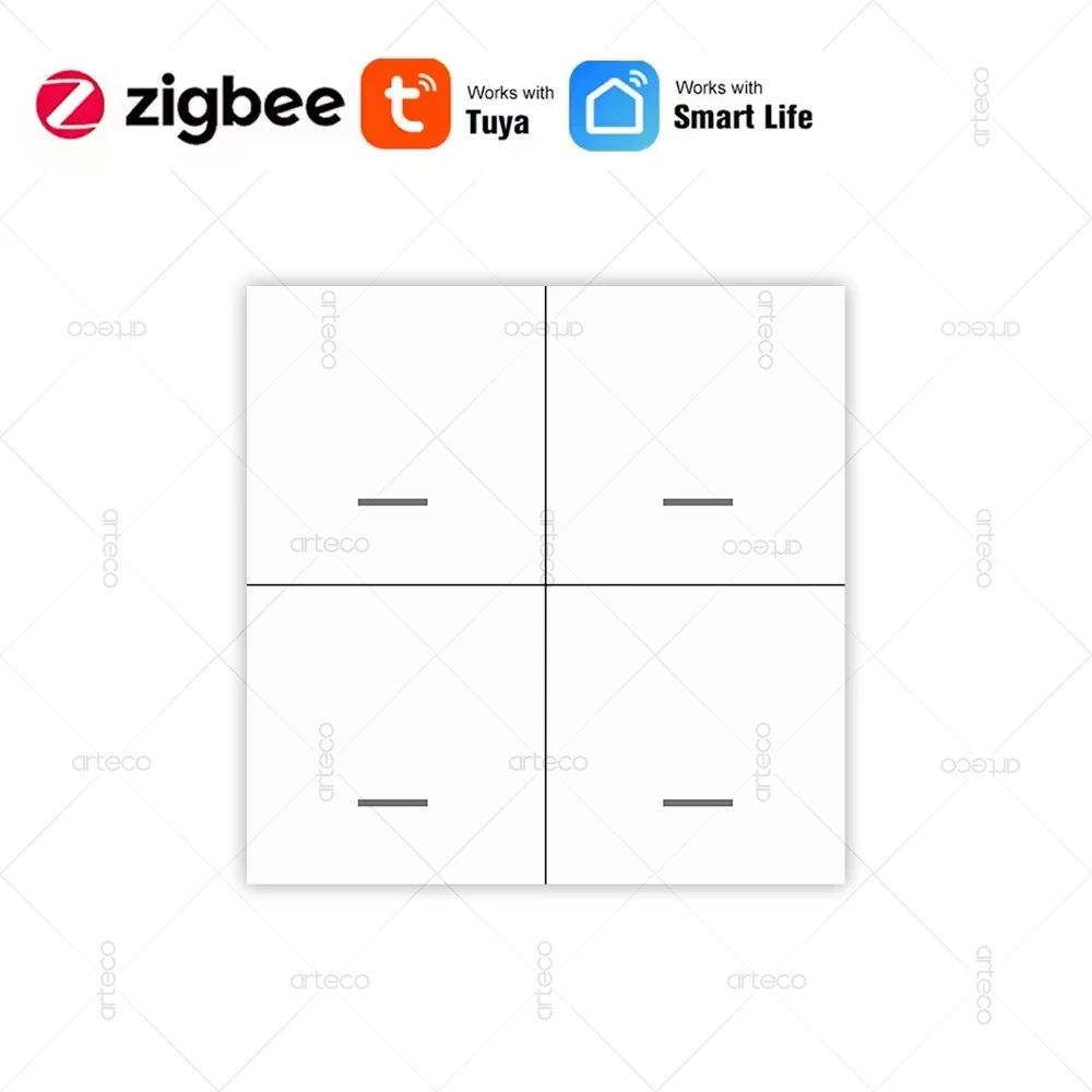 Tuya Zigbee 무선 장면 스위치 푸시 버튼 컨트롤러 4 Gang 12 모드 Tuya 장치 용 스마트 라이프 App 홈 자동화 시나리오