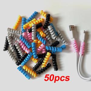 휴대 전화 마우스에 대 한 50pcs 나선형 충전 케이블 수호자 USB 충전기 코드 보호기 케이블 와인 더