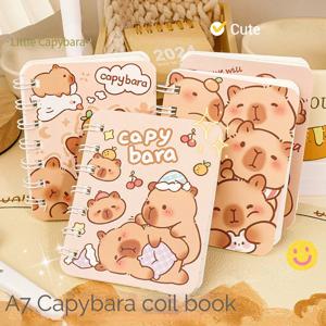 Kawaii Capybara A7 코일 노트 80 페이지 가로줄 종이 미니 저널 도서 일기 학교 사무용품 문구