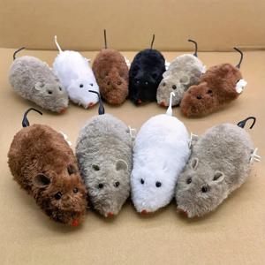 1/5pcs 고양이 개와 어린이를위한 재미 있고 대화 형 봉제 바람 업 마우스 장난감 놀이 시간과 장난을위한 기계 이동 동물 장난감