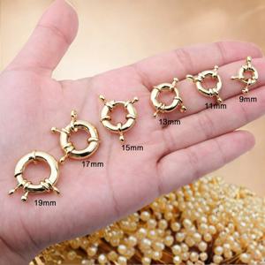 18K 리얼 골드 컬러 라운드 스프링 걸쇠 팔찌 용 후크 쇄골 목걸이 걸쇠 커넥터 DIY 쥬얼리 용품 만들기