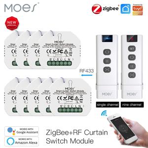 MoesHouse DIY ZigBee 전동 롤러 블라인드 모터 용 스마트 RF433 커튼 스위치 모듈 2MQTT Smart Life APP Alexa Google 홈