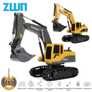 ZWN 2.4G 6/5CH 원격 제어 굴삭기 RC 모델 자동차 장난감 전문 합금 플라스틱 시뮬레이션 건설 차량 아이 선물