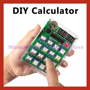 1 세트 DIY 계산기 전자 생산 키트 쉘이있는 LED 디지털 튜브 디스플레이 단일 칩 마이크로 컴퓨터 납땜 연습