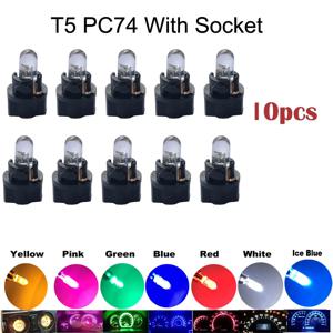10pcs T5 PC74 B8.5 Led W3W 자동차 인테리어 조명 대시 보드 온난화 표시기 COB 칩 Canbus 자동 악기 라이트 웨지 게이지 전구