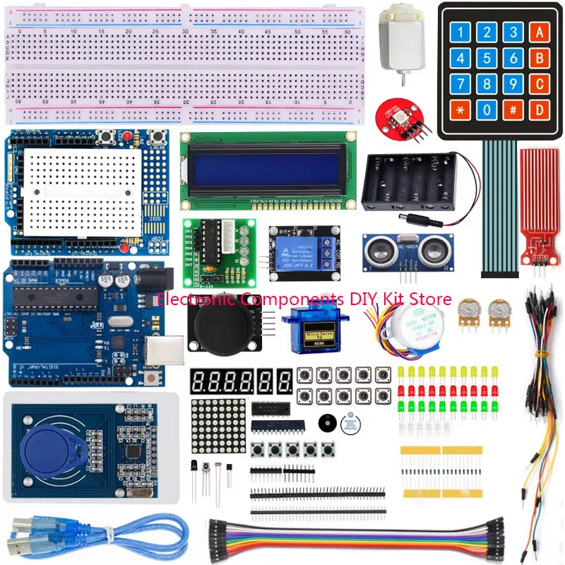 R3 키트 브레드보드/스테퍼 모터/서보/1602 LCD/SG90용 멤브레인 버튼 키트가 있는 RFID 업그레이드 키트 4X4 키트 개발 보드