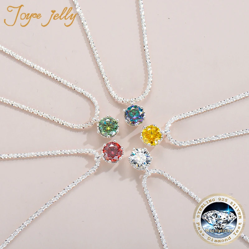 여성을위한 럭셔리 1CT GRA 스파클링 Moissanite 다이아몬드 화이트 펜던트 목걸이 진짜 925 스털링 실버 고품질 파인 쥬얼리