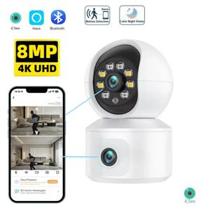 ICSEE 4K 8MP 듀얼 렌즈 2K 4MP Wifi IP PTZ 돔 실내 자동 추적 양방향 오디오 보안 감시 컬러 야간 투시경 FHD