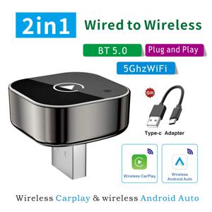 아이폰용 무선 CarPlay 어댑터 - 미니 플러그 앤 플레이 자동 연결, 5GHz WiFi 저지연, iOS 10+ 유선 CarPlay 호환