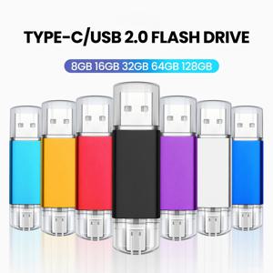 빠른 배송 TYPE-C 2.0 USB 플래시 드라이브 64GB 펜 드라이브 USB 메모리 32GB 외장 저장 장치 메모리 스틱 U 디스크 4GB 8GB