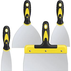 퍼티 나이프 세트, 4PCS 스테인레스 스틸 스크레이퍼 페인트 도구, 건식 벽 수리, 벽지 제거 및 석고 긁기(2,4,6,8in)