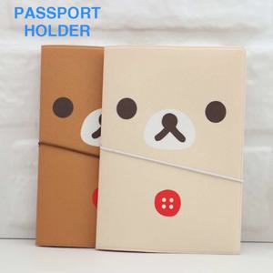 게으른 곰 만화 여권 홀더 보호 커버 여행 서류 정리함 부드러운 PU 가죽 기능성 미니 가방 남녀 공용