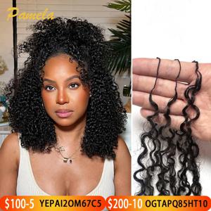 아프로 킨키 컬리 매듭 없는 미리 분리된 크로셰 헤어 익스텐션 깃털 헤어 익스텐션 깃털 라인 헤어 100% 인모