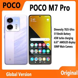 【브랜드+】최신 POCO M7 Pro 5G 글로벌 버전 디멘시티 7025-울트라 120Hz FHD+ 아이케어 AMOLED 디스플레이 5110mAh 배터리 NFC