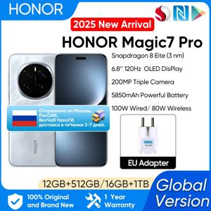 【브랜드+】월드 프리미어 글로벌 버전 HONOR Magic7 Pro 5G 스마트폰 매직 7 프로 스냅드래곤 8 엘리트 120Hz OLED 스크린