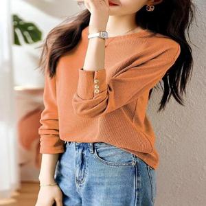 여성용 루즈핏 긴팔 스웨트셔츠 심플 캐주얼 단색 가을 겨울 신상 비즈니스 패션 포켓 손수건