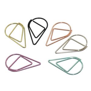 60 Pcs 6 색 금속 소재 드롭 모양 종이 클립 재미 있은 Kawaii 책갈피 사무실 Shool 편지지 마킹 클립