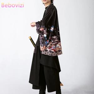 2021 뉴 여름 루즈 레드 블랙 일본 사무라이 스트리트 웨어 카디건, 여성 남성 하라주쿠 하오리 기모노 코스프레 블라우스 탑 유카타