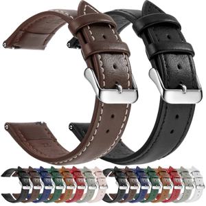 탑 그레인 정품 가죽 시계 밴드, 퀵 릴리스 18mm/20mm/22mm 시계 스트랩, Samsung Galaxy Watch, Garmin Huawei Watch에 적합