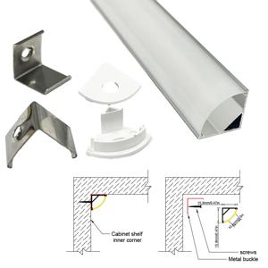 16x16mm(5개) 0.5M LED 스트립 조명용 다용도 90도 LED 알루미늄 코너 프로파일로 공간을 향상시키세요.