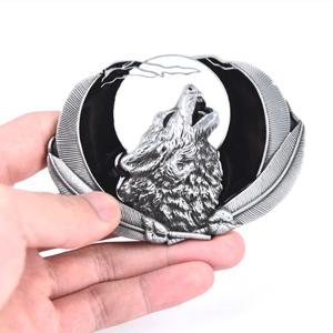 Western Wolf Moon 남성용 합금 가죽 벨트 버클 빈티지 카우보이 버클 새 제품