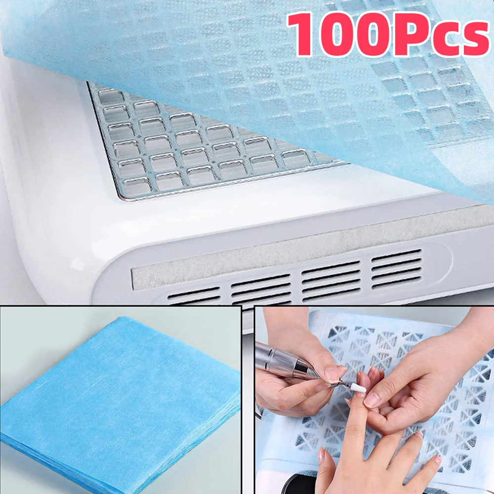 100Pcs 네일 진공 청소 수집기 필터 종이 세트 20*24cm 방진 교체 필터 일회용 매니큐어 기계 먼지 액세서리