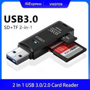 다기능 2 In 1 고속 USB 3.0/2.0 카드 리더기 TF + SD 컴퓨터 태블릿 카메라 노트북 자동차 장착 지원
