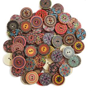 15-25mm 50pcs 레트로 나무 단추 손 작업을위한 2 구멍 바느질 스크랩북 의류 단추 DIY 공예 액세서리 선물 카드 장식