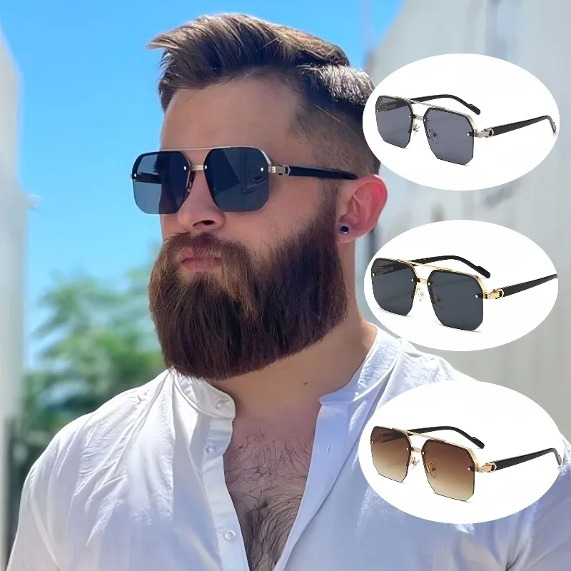 남성 및 여성을 위한 클래식 하프 프레임 패션 안경 - 빈티지 스타일, 운전 및 야외 모험을 위한 슬리밍 효과 그라데이션