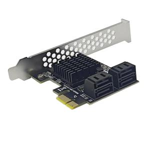 4포트 SATA III PCIe 확장 카드 6Gbps SATA 3.0 - PCI-e 1X 9215 컨트롤러 카드 PCI Express 어댑터 컨버터 (브래킷 포함)