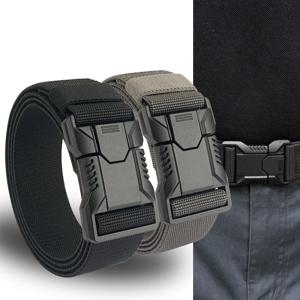 1Pcs 남성용 캔버스 벨트 - 스포티 스타일, 퀵 릴리스 플라스틱 버클, 캐주얼 트레이닝 및 청바지 액세서리