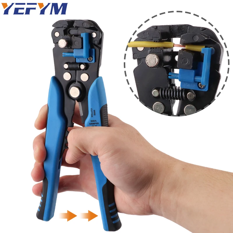 와이어 스트리퍼 24-10 AWG(0.2-6 Mm²) YE-1SE, 3 In 1 자동 와이어 스트리핑 도구, 절단 및 압착 기능 포함