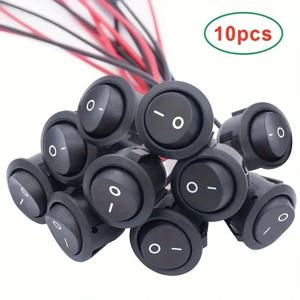 2/5/10팩 미니 원형 로커 스위치, 20mm 단극 개폐 12V DC 전원 공급 장치 - 설치 용이, 내구성 있는 나일론 및 황동 단자 포함 #   187개의 전선