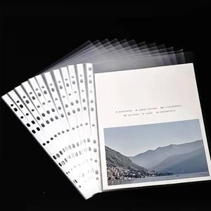100pcs A4 11 구멍 루스 리프 문서 용지 보호 슬리브 투명 플라스틱 펀치 포켓 폴더 파일 포켓 슬리브 얇은