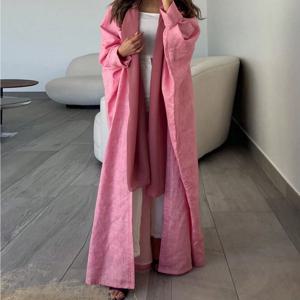 풀 슬리브 솔리드 루즈 아바야 이슬람 여성 오픈 프론트 Abayas 캐주얼 Kaftans Maxi Dresses Jilbabs 중동 민족 의류