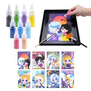 어린이를 위한 매직 샌드 아트 키트 공주 / 성 / 동물 카드와 색깔 모래 키트 DIY 교육용 몬테소리 장난감 소년 소녀 선물