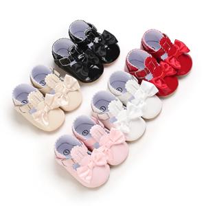 아기 소녀 신발 클래식 Bowknot 고무 단독 미끄럼 방지 PU 소녀 드레스 신발 첫 워커 유아용 아기 신발